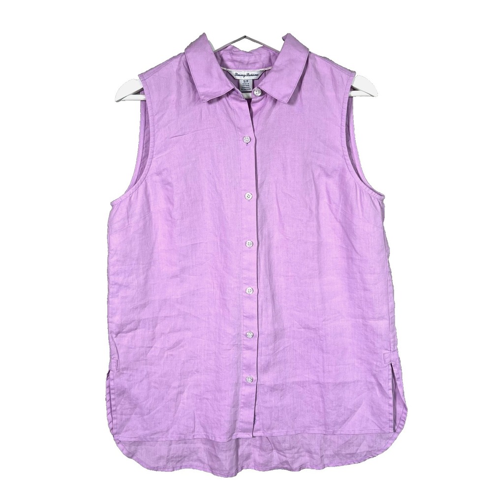 Tommy Bahama Shirt Womens S Linen Coastalina Sleeveless Button‎ Up Charming Rose